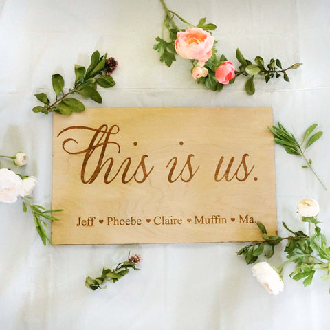 Custom Personalized This is Us Family Names Sign 11" x 18"