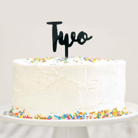 Two Cake Topper 2 Year Old Birthday Cake Modern Cursive Smash Cake Topper