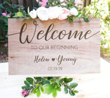 Custom Personalized Wedding Welcome Sign with Easel Wood Names Date Guest Book Table Entrance Sign
