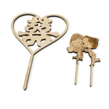 Wood Double Happiness Asian Bride and Groom Wedding Cake Toppers Kiss Set of 2
