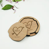 Trunk In Love Custom Personalized Name Initials and Date Coaster Set in Holder