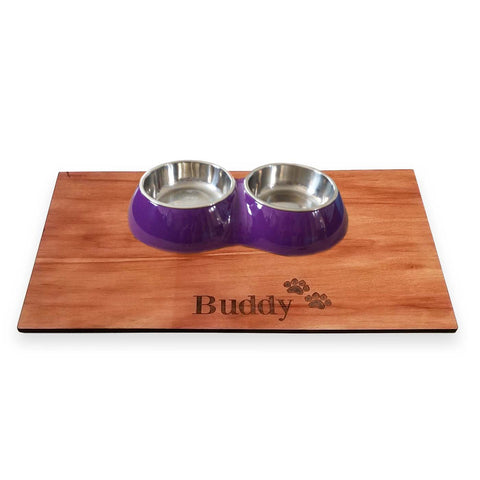 Durable Modern Wood Custom Personalized Unique Dog Place Mat Pet Gift Feeding Mat