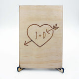 Custom Personalized Wood Heart Arrow Greeting Card Unique Wedding Gift Keepsake