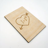 Custom Personalized Wood Heart Arrow Greeting Card Unique Wedding Gift Keepsake